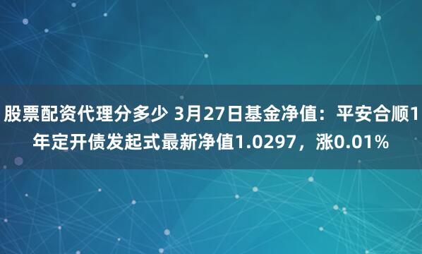 股票配资代理分多少 3月27日基金净值：平安合顺1年定开债发起式最新净值1.0297，涨0.01%