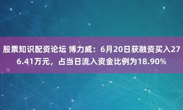 股票知识配资论坛 博力威：6月20日获融资买入276.41万元，占当日流入资金比例为18.90%